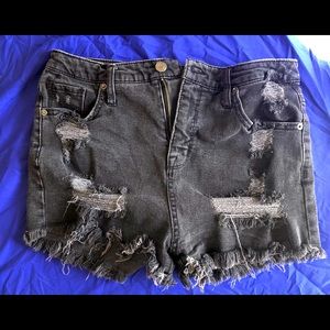 - Massimo high rise black distressed jeans shorts. Excellent condition